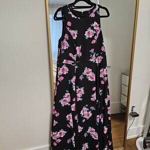 torrid Black Maxi Dress with Pink Rose Print